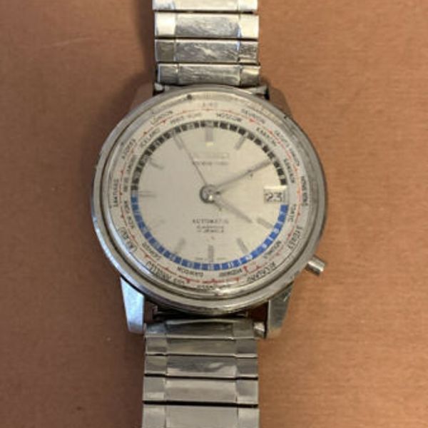 Vintage Seiko World Time Automatic Watch 17 Jewel Diashock/Waterproof