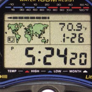 CASIO TS-100 Digital Thermometer World Time WR 100M, Alarm