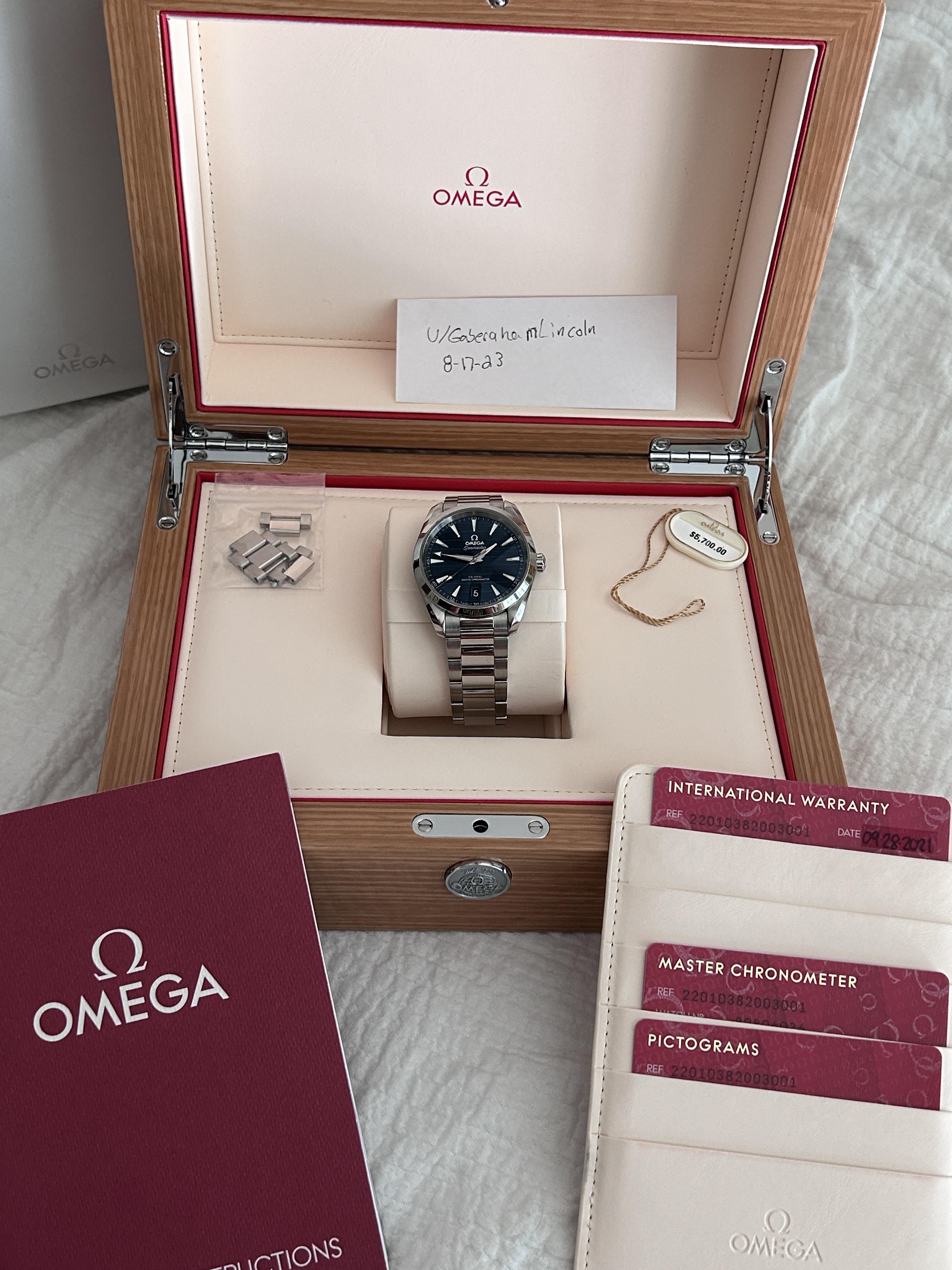 Omega Aqua Terra 150m Watch, 38mm blue Dial, 22010382003001