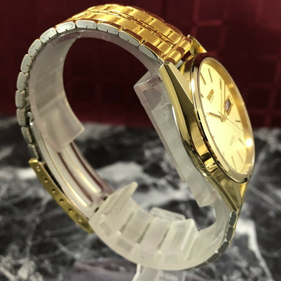 SEIKO MAJESTA 9063-7000 Quartz Gold Dial KANJI Day Men's Watch