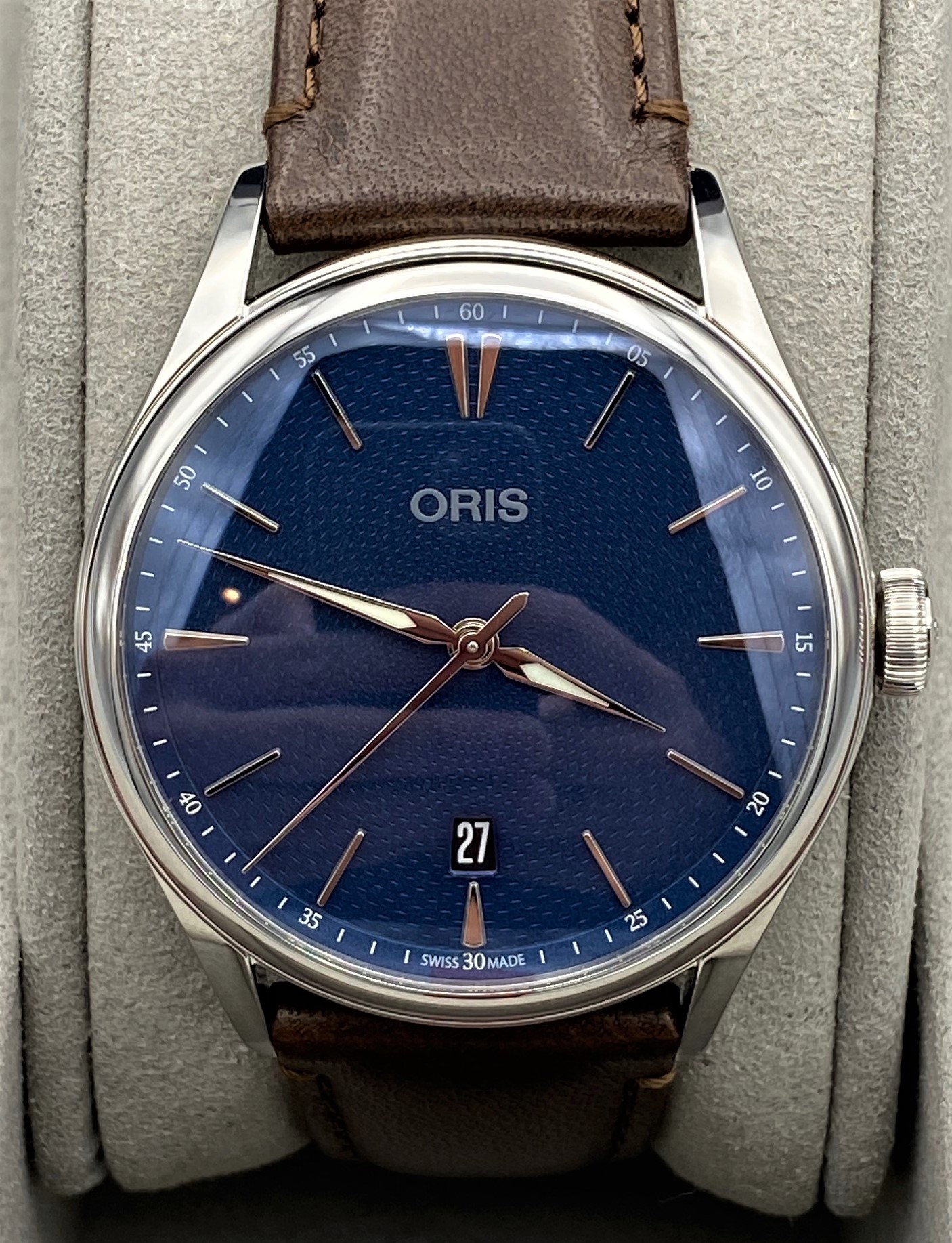 Oris artelier date blue best sale