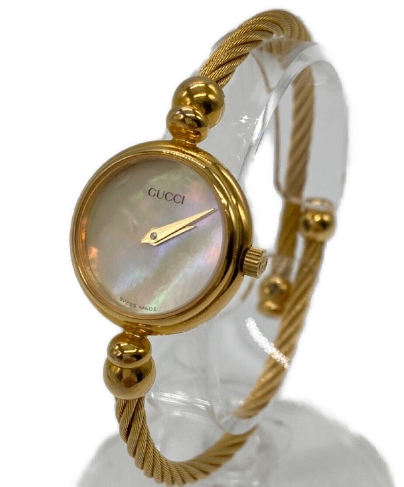 GUCCI 2700.2L Bangle Shell Watch Gold Plated Gold Quartz Wome'n