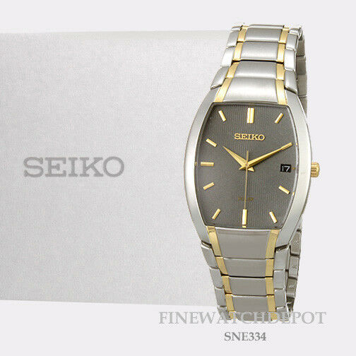 Authentic Seiko Men s Solar Stainless Steel Two Tone Watch SNE334