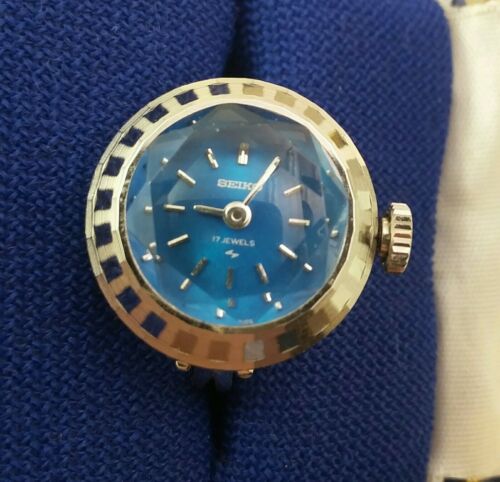 Vintage 1971 Seiko 11 0290 Blue Dial Manual Wind Ring Watch Made