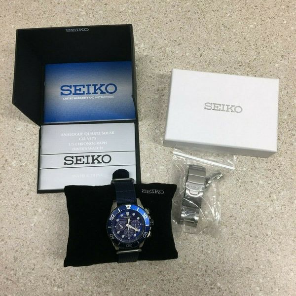 Seiko analogue Quartz Solor Cal. V175 1/5 Chronograph diver's watch w/extra  band | WatchCharts