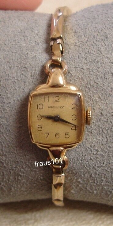 Vintage hamilton 14k gold ladies clearance watch