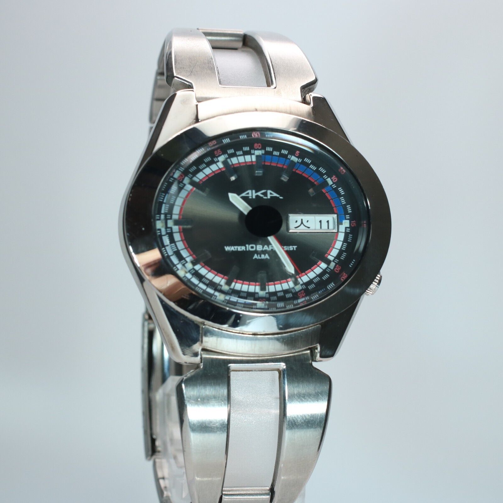 SEIKO ALBA AKA V743-5A10メンズ　箱付き　余りコマ有 FREE SHIPPING! 42MM Seiko AKA Alba V743-5A10 BLUE MENS QUARTZ
