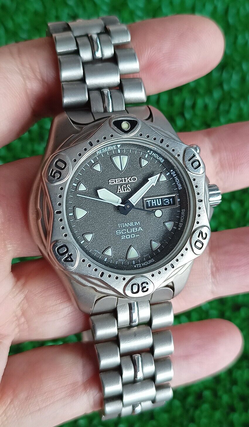 NICE&RARE SEIKO AGS TITANIUM KINETIC 5M23-7A31 STARFISH SCUBA 200M