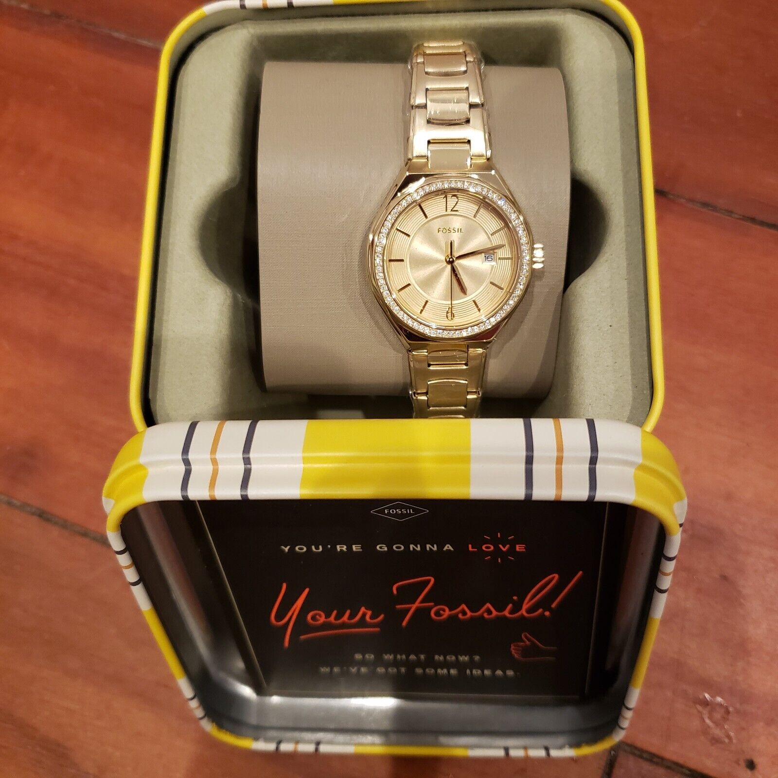 Fossil Watch BQ3801 1742312 Gold, 30mm, Excellent Condition Fossil Eevie Crystals Three-Hand Date Gold Tone Women main image 4