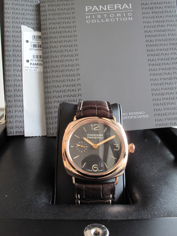 Fs PANERAI 42mm ROSE GOLD RADIOMIR TOBACCO DIAL PAM 439 MINT BOX