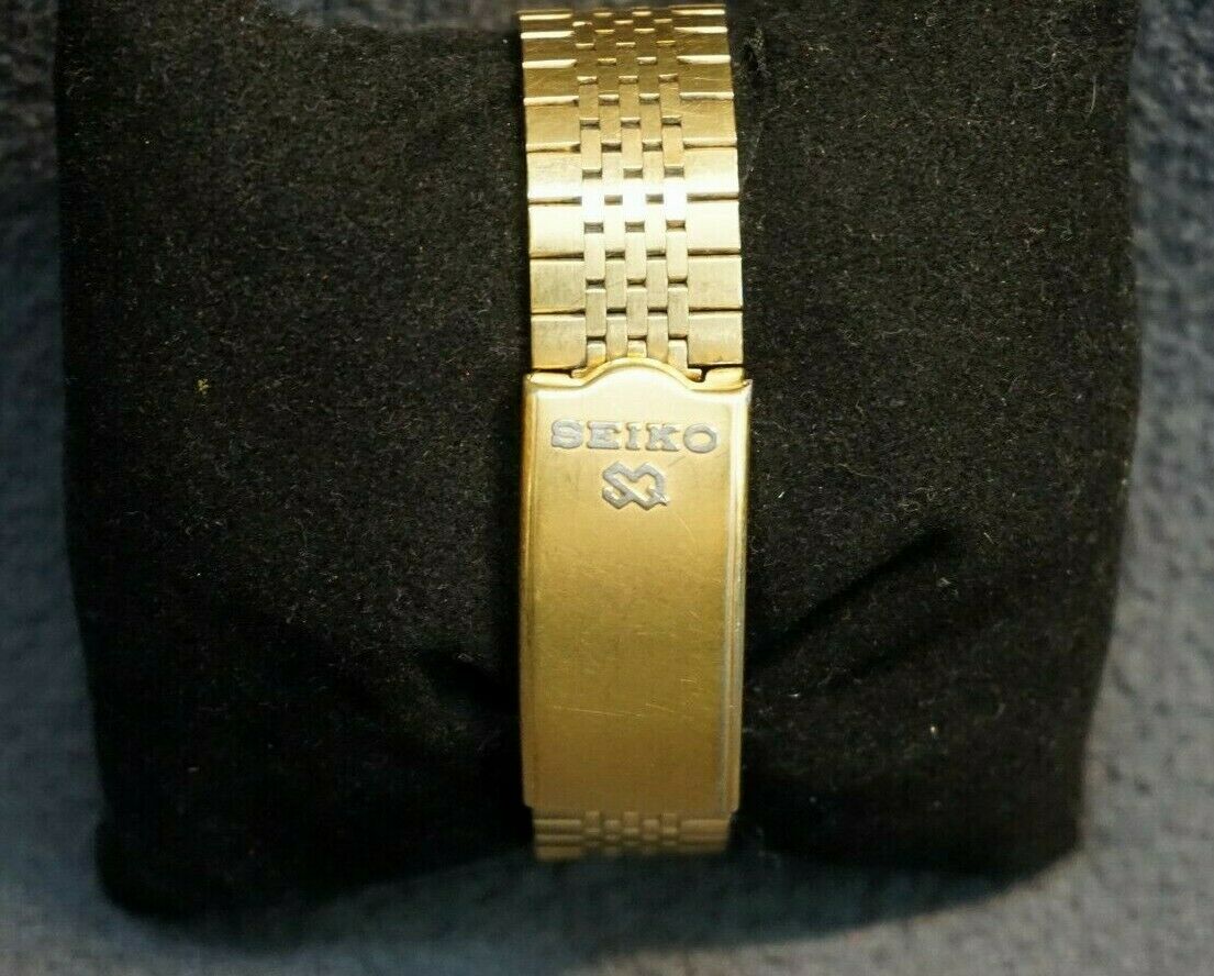 VNTG SEIKO 7123-8530-P 890L R SQ Quartz Gold Tone Day/Date