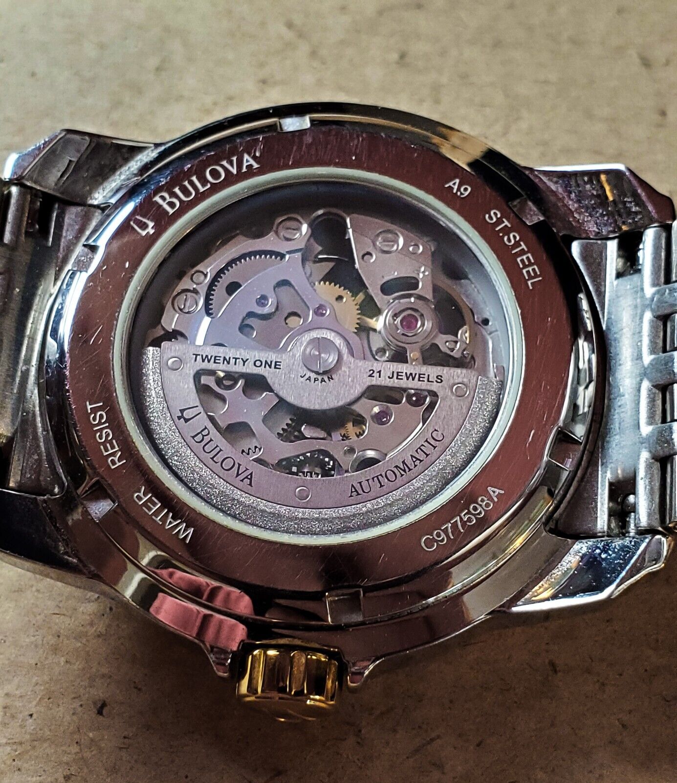 BULOVA Open Heart C977598 Two Tone Black 21J Automatic
