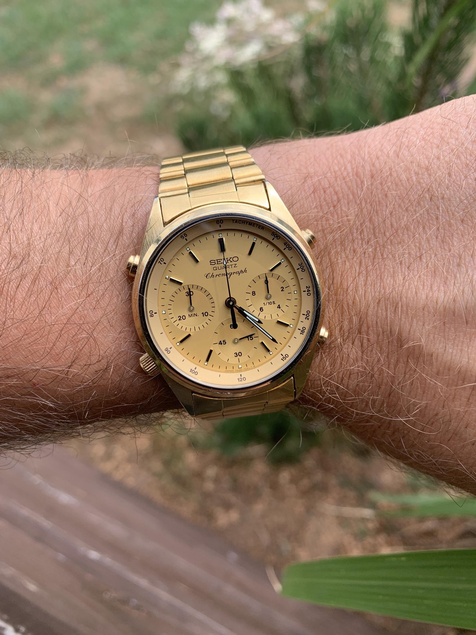 WTS] Seiko 7a28-7029 Quartz Chronograph, Gold-Tone Vintage 1983