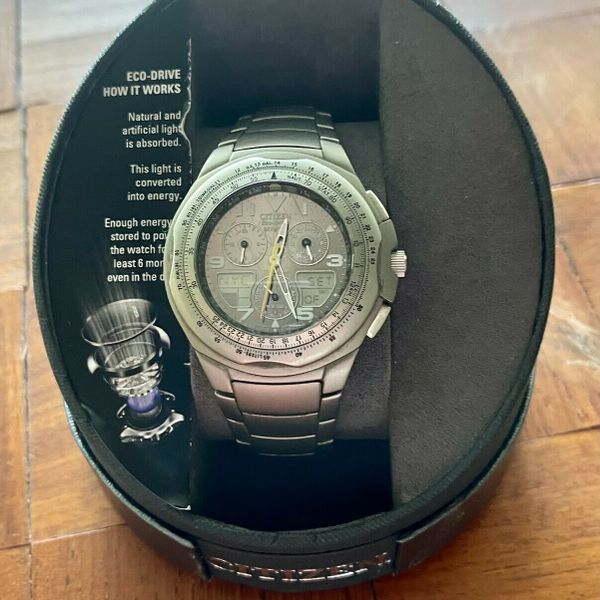 Citizen Skyhawk EcoDrive C650Q02497 44mm Titanium Aviator Watch Solar