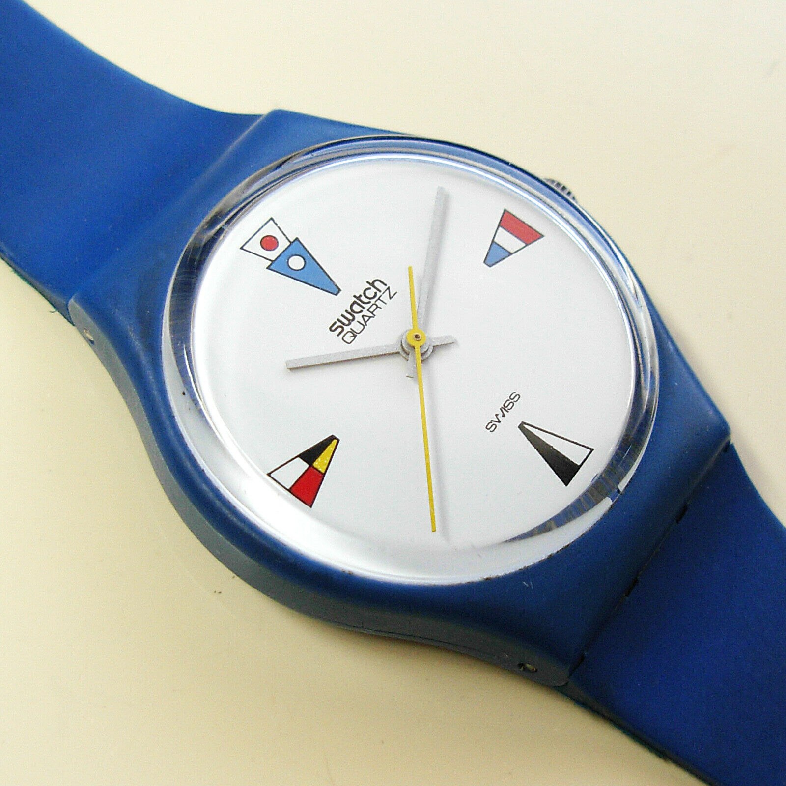Rare 1984 Vintage Swatch 4 Flags Men's Watch with Crystal Rare 1984 Vintage Swatch 4 Flags Men's Watch with Crystal