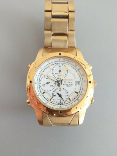 SEIKO 7T32 6M10 Gold 5 Button Alarm Chronograph Watch