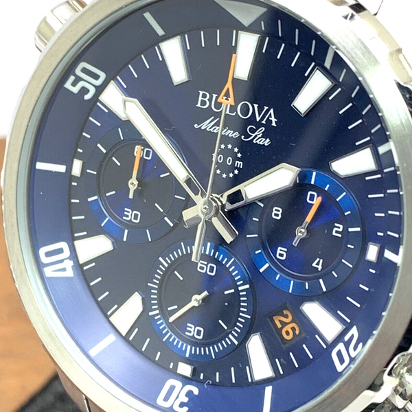 Bulova Mens Watch 96b256 Marine Star Blue Dial Chronograph Stainless Steel 43mm Watchcharts 0865