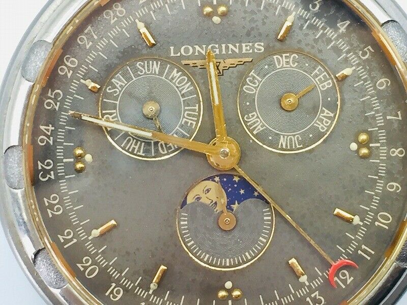 LONGINES CONQUEST Titanium 18K Gold Moon Phase Plated Quartz Watch