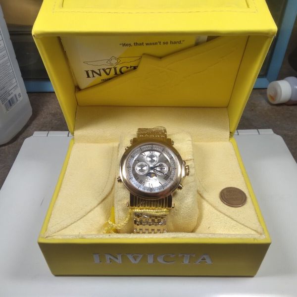 New invicta vintage collection 4091 mens quartz watch mother of pearl
