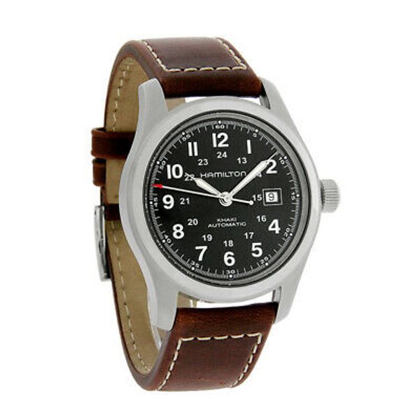 Hamilton Khaki Field Mens Brown Leather Swiss Automatic Watch H70455533 ...