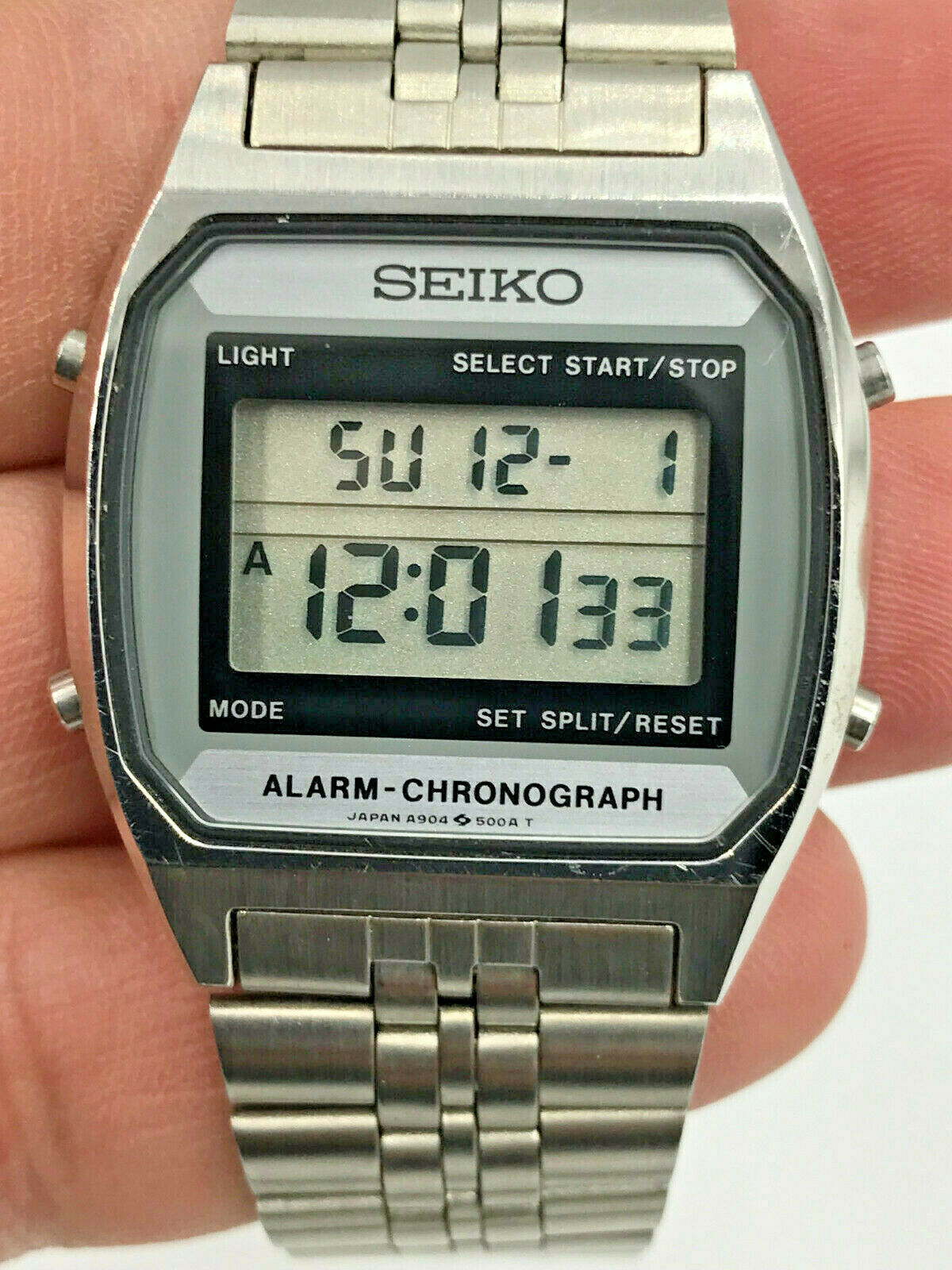 SEIKO WATCH LCD A904-5009 A2 1987 ALARM CHRONO WORKING NEW BATTERY VINTAGE  | WatchCharts