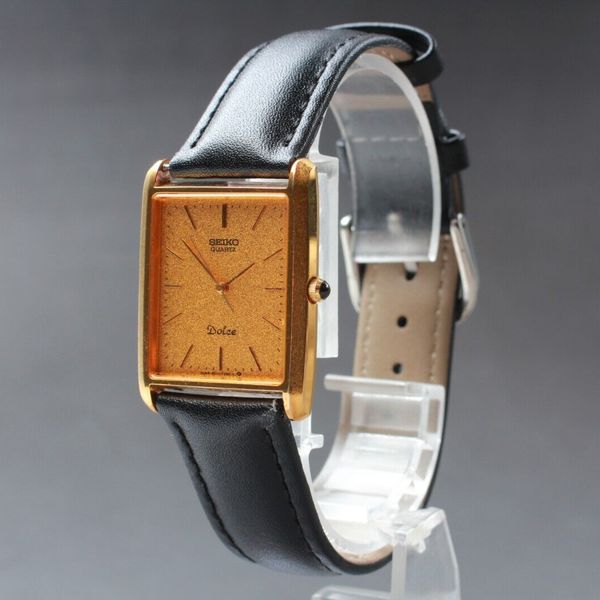 N MINT】 Vintage Seiko Dolce 9521-5090 Gold Tank Shape Men's