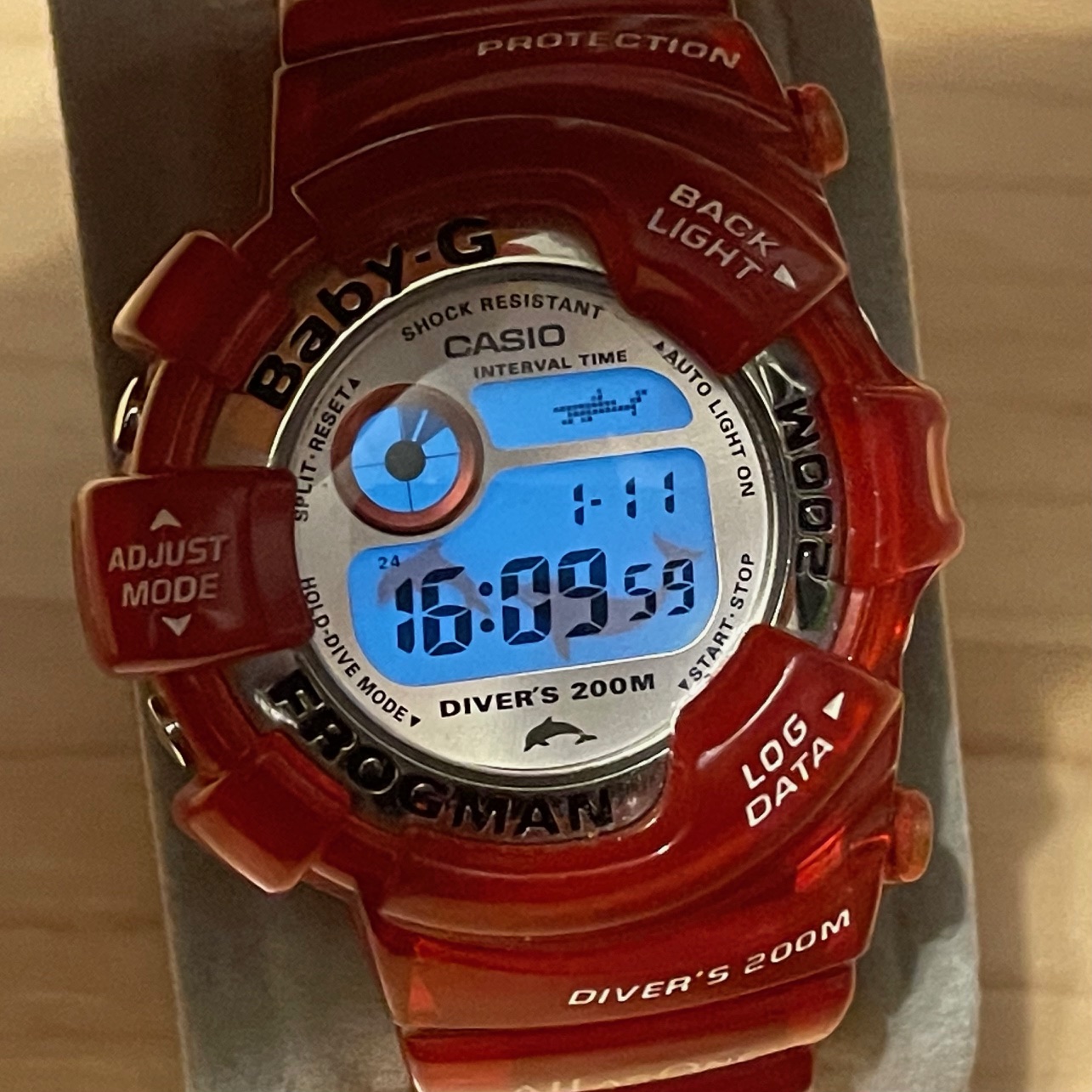 WTS] Casio G-Shock Baby-G Frogman BGW-104K Candy Apple Red I.C.E.R.C.  Dolphin u0026 Whale Foundation Digital Diving Watch | WatchCharts Marketplace