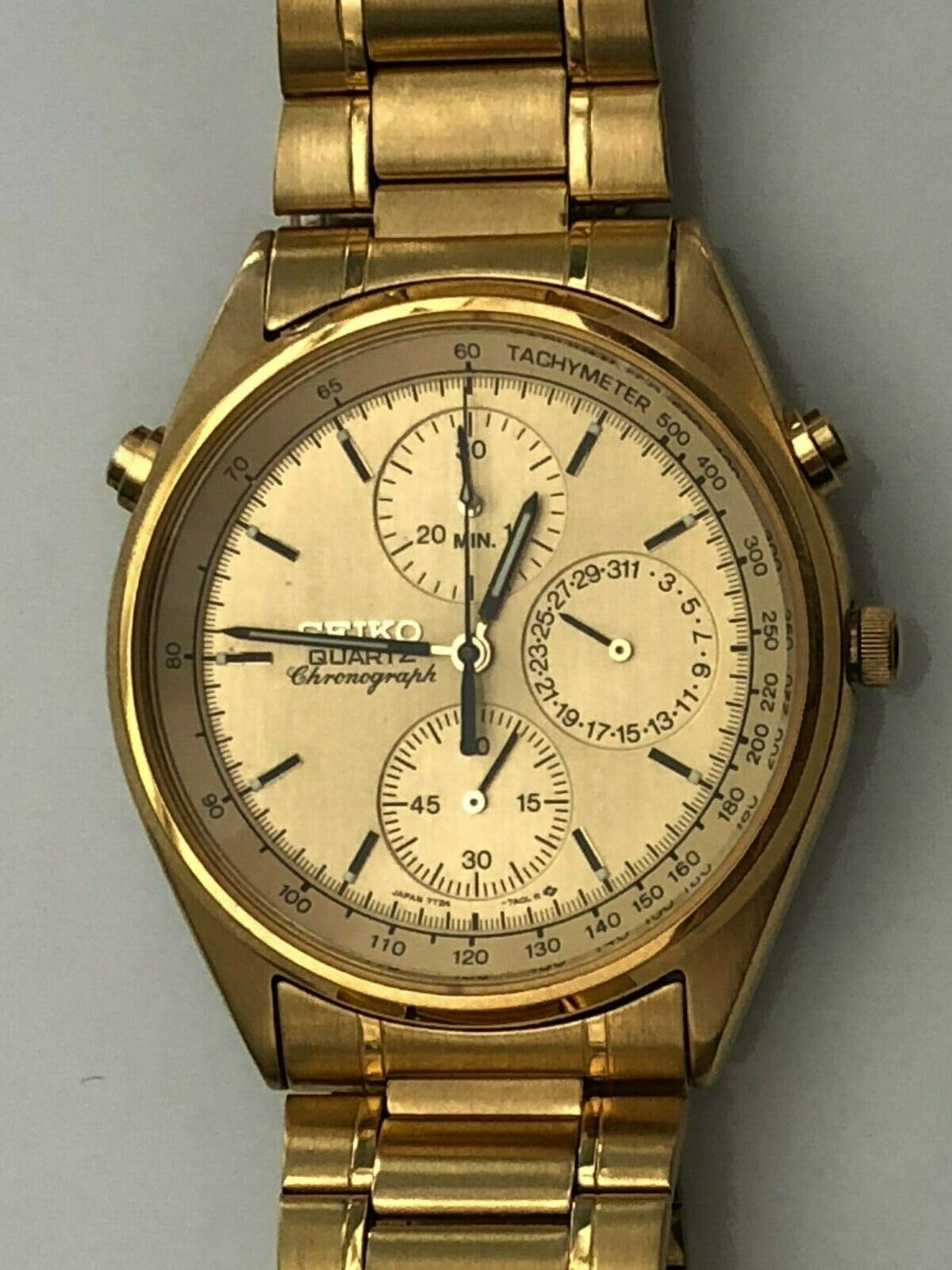 Seiko 7T24 7A00 Analogue Quartz Chronograph Watch Gold