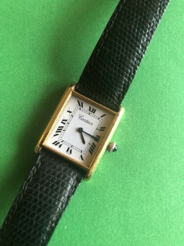 Ladies Cartier Tank Watch Gold Tone Lizard Strap WatchCharts