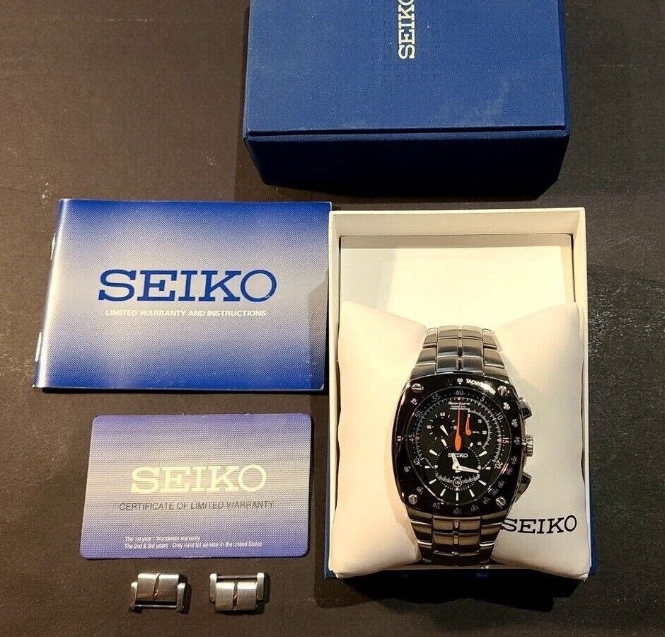 Seiko SNL015 Sportura Kinetic Chronograph Mens 7L22-0AD0, Complete