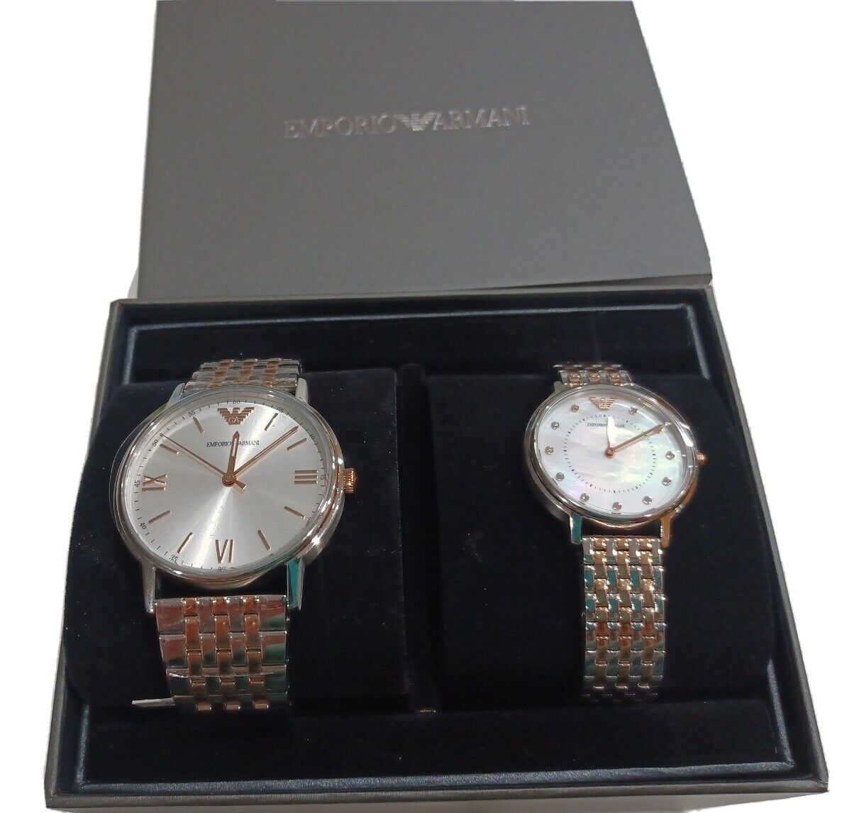 Emporio armani 2024 couple watch set