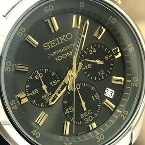 Seiko Quartz Chronograph Two Tone Date Men's Watch 4T53-00B0 FOR REPAIR  PARTS | WatchCharts
