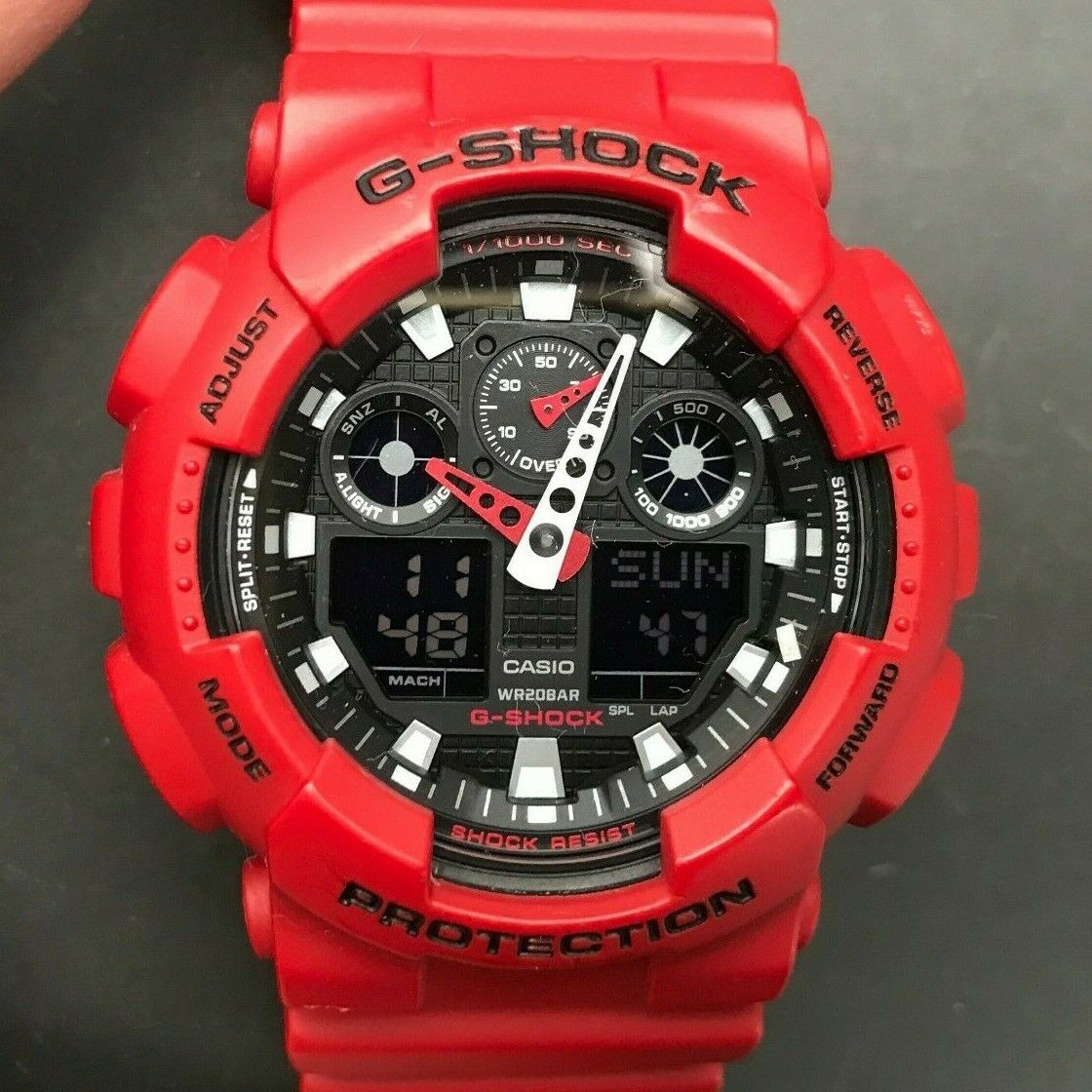 CASIO G-Shock GA-100B-4A (5081) Red Resin Analog Digital 50mm XL WatchCharts