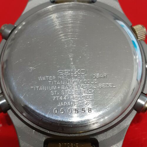 SEIKO 7T44 6A00 TITANIUM CHRONOGRAPH ALARM WATCH IN GREAT