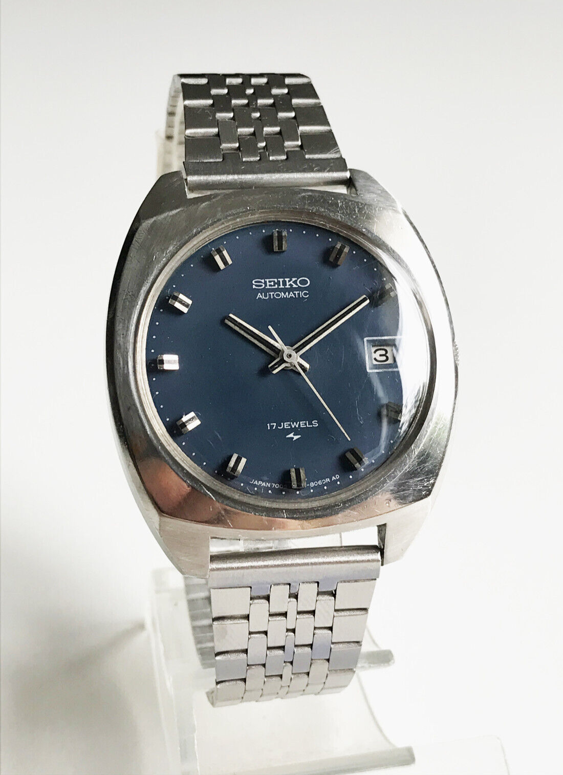 SEIKO WATCH 7005-8040 VINTAGE 1969 AUTOMATIC DARK BLUE DIAL 17