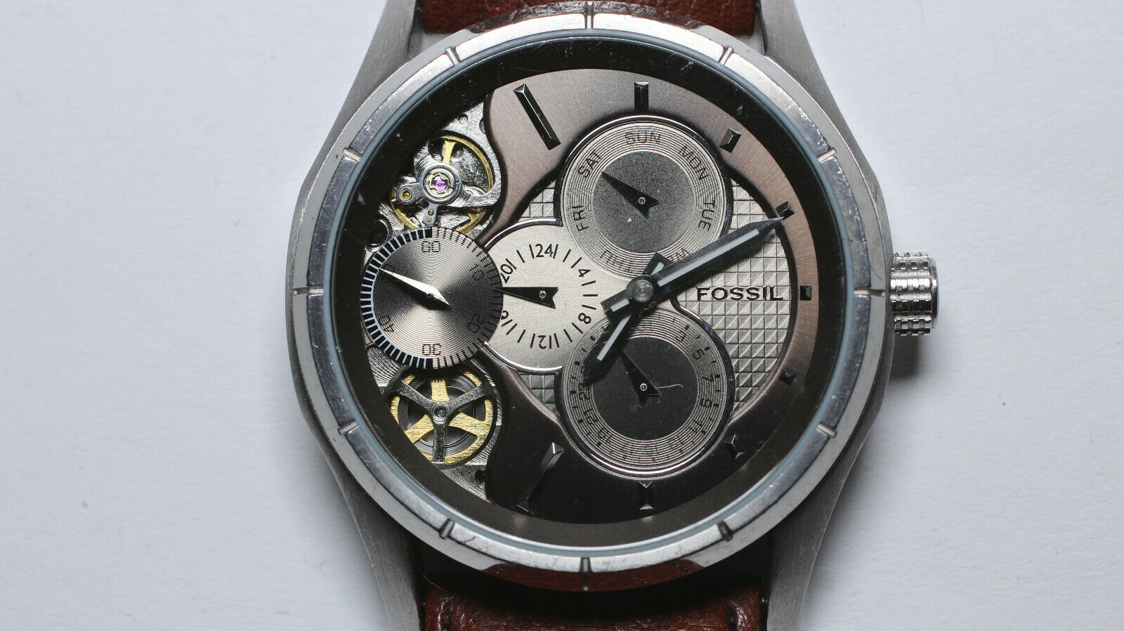 Fossil TWIST Semi-Automatic Gun Metal Dial Day Date Watch ME-1020 
