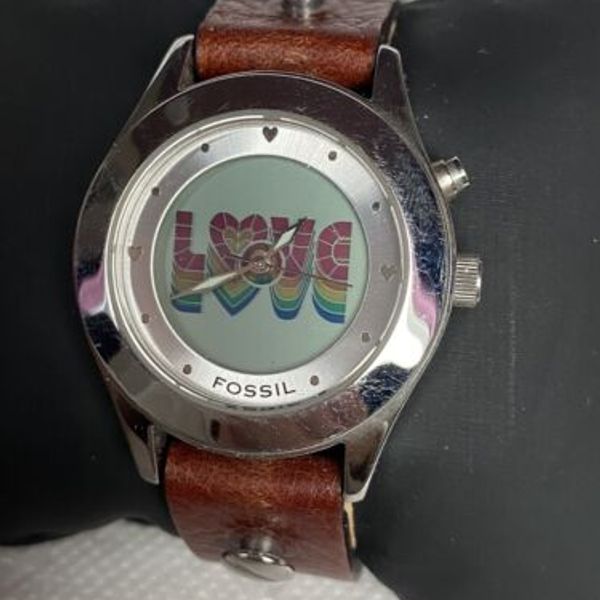 Battery replaced FOSSIL BIG TIC Fossil watch with leather