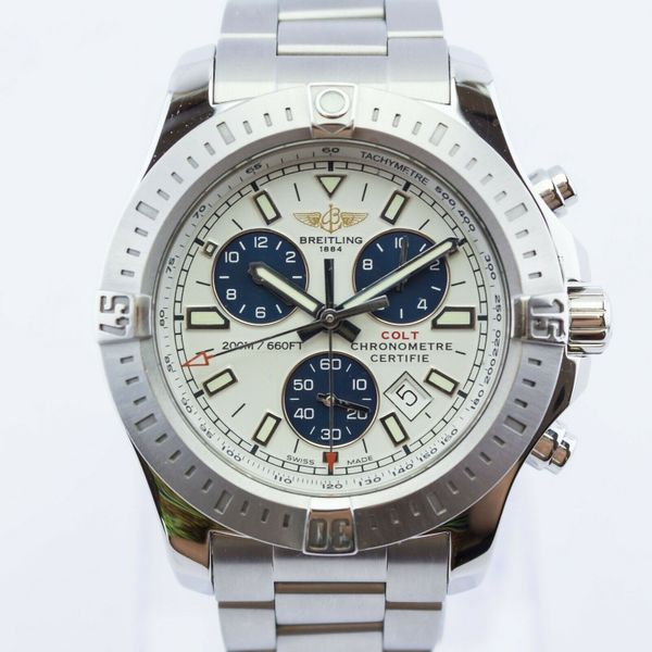 Breitling Colt Chronograph 44mm White Dial Ref: A73388 Amazing ...