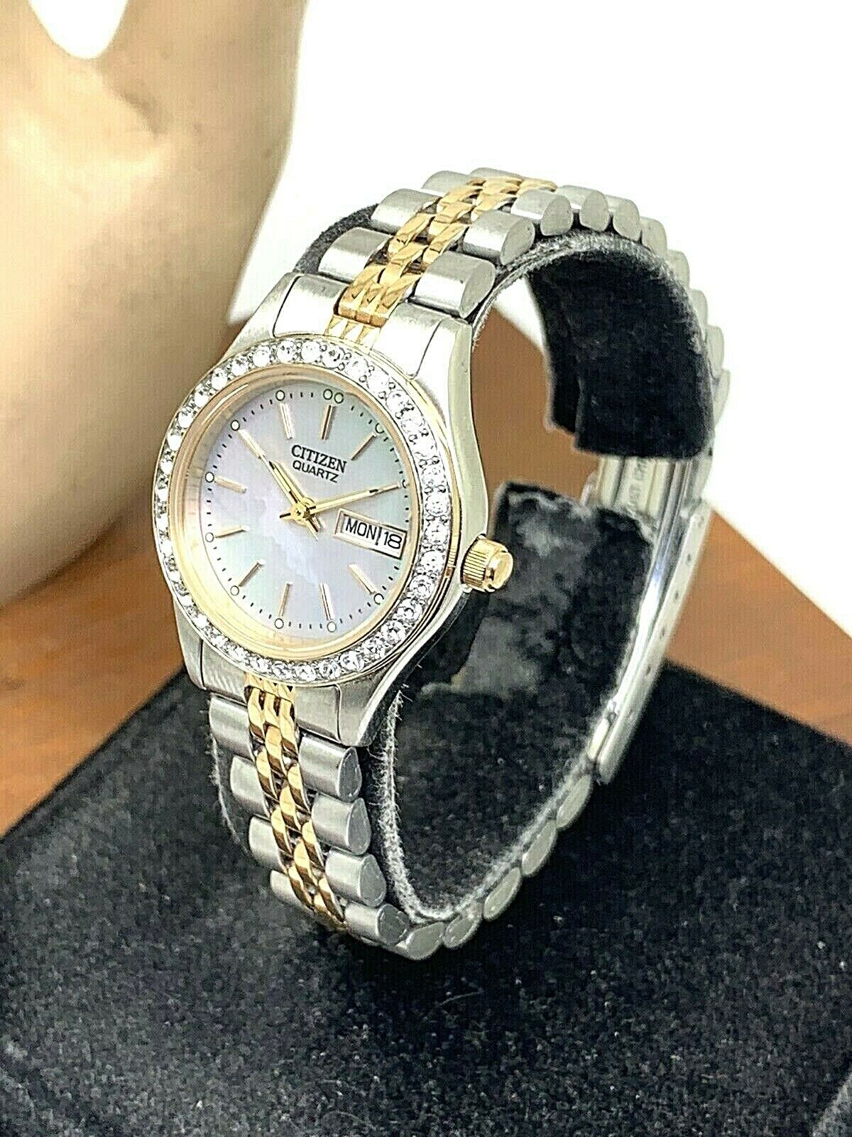 Citizen Women's Watch EQ0539-56Y Quartz Mother of Pearl Dial Day Date deals 25mm Steel