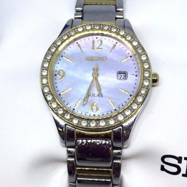 Seiko Womens Watch Jewelry V137-0AA0 Solar Mother of Pearl Two