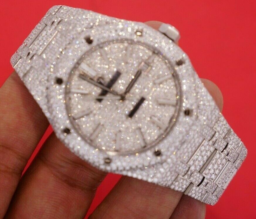 Audemars Piguet 41mm Steel Watch 3000 VVS Clarity Diamonds Iced