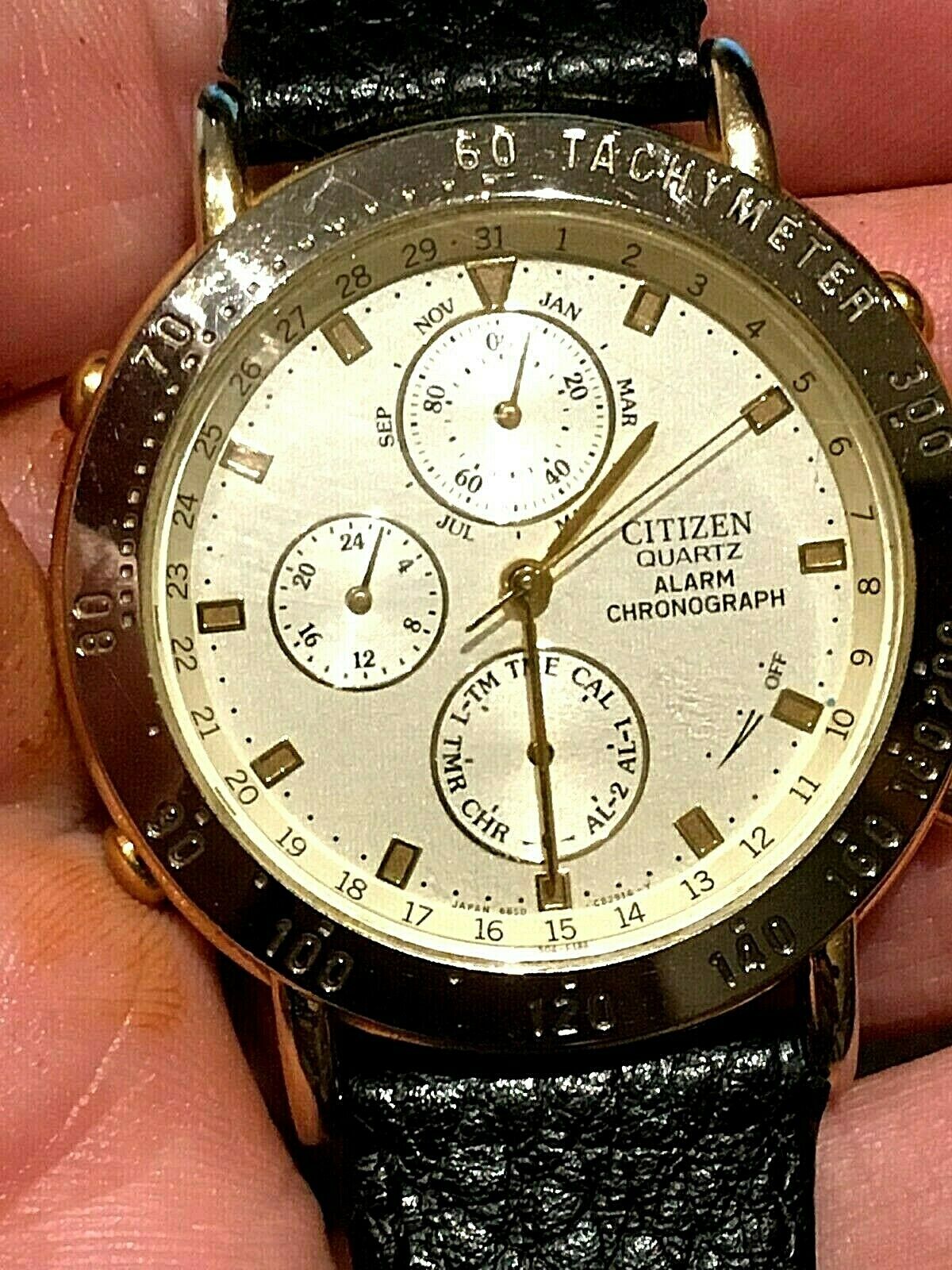 1994 Mens Vintage Citizen 6850-G81236 Alarm Chronograph Battery