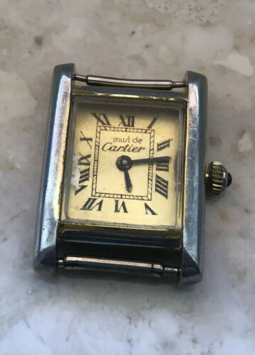 CARTIER tank Wonens 18k Electroplated Watch Broken For Parts