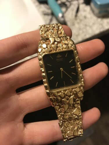 seiko 14k gold mens watch