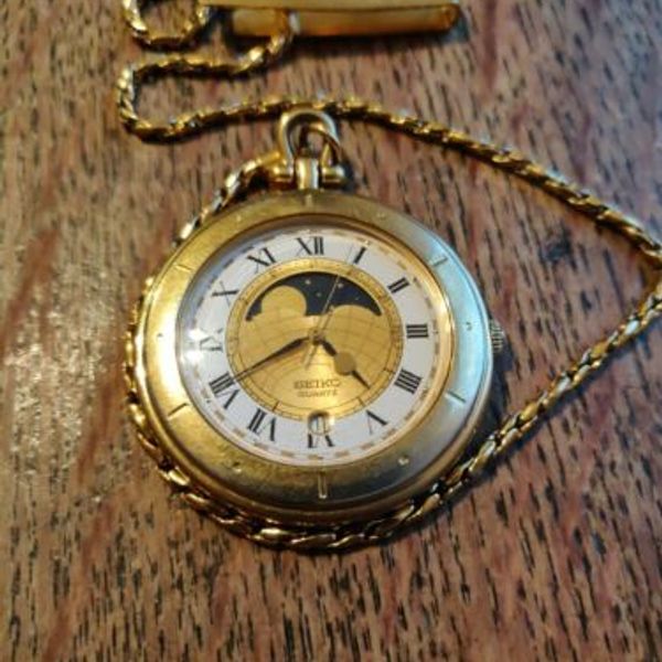 Rare Vintage Seiko Age Of Discovery 6F249009 Quartz Pocket Watch