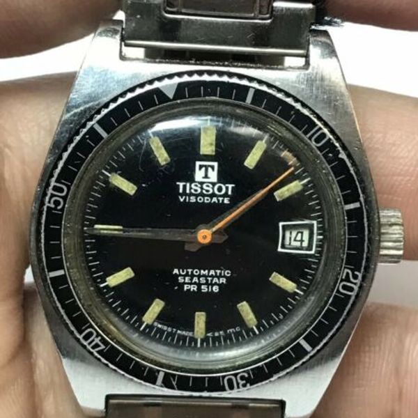 Montre Vintage Tissot Visodate Automatic Seastar PR 516 - Années 60 - Boîtier Plaqué Or 34mm - Homme