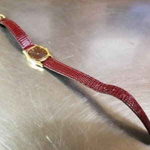 Seiko Gold Dial Women\'s Quartz Watch with Burgundy Patent Strap 2P20-0080 Vintage Seiko 2C20-6490 Ladies Quartz Wrist Watch, Burgundy  main image 2