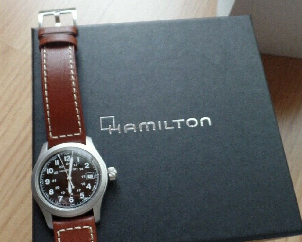 Hamilton Khaki Field Quartz Quarz Uhr, Lederband, swiss made, H68411533