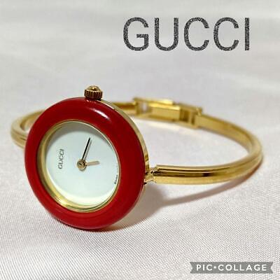 Vintage GUCCI Change Bezel 11 / 12.2 Quartz White Dial Red bezel