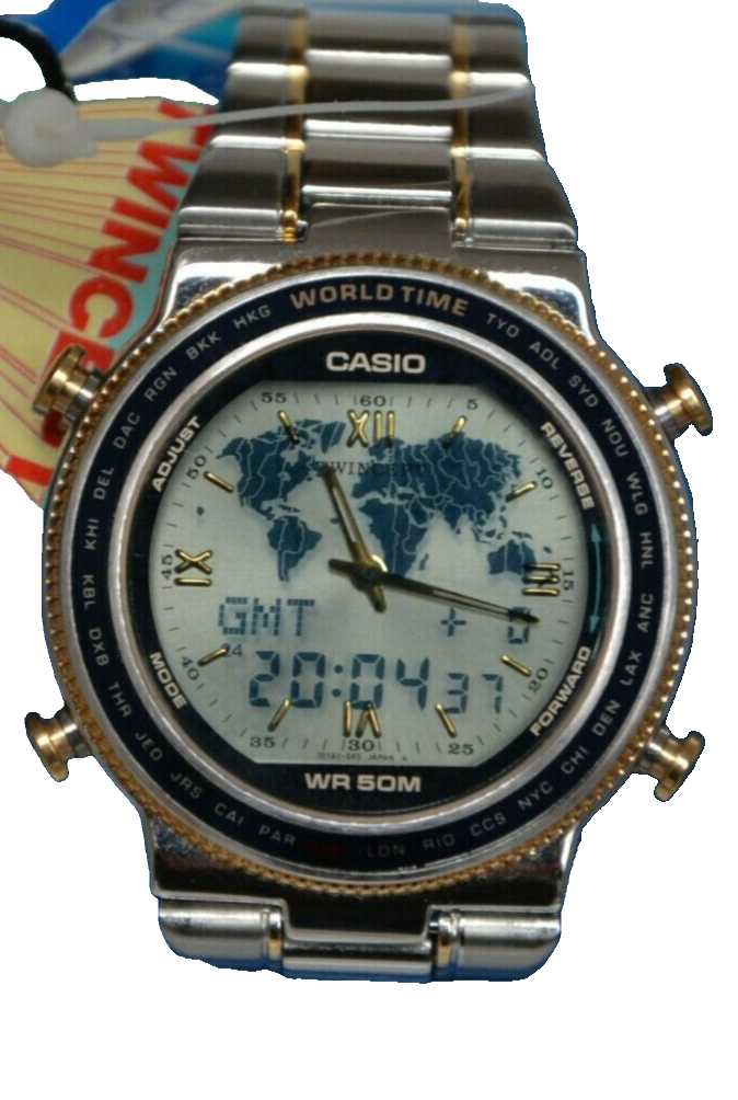 rare vintage CASIO ABX-610 TWINCEPT ana-digi watch world time dual made in  Japan | WatchCharts Marketplace